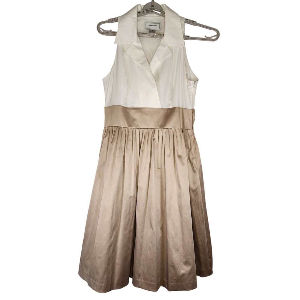 WILLOW GLENN‎ New York Dress Womens 14 White Beige Sleeveless Midi A-line NWOT